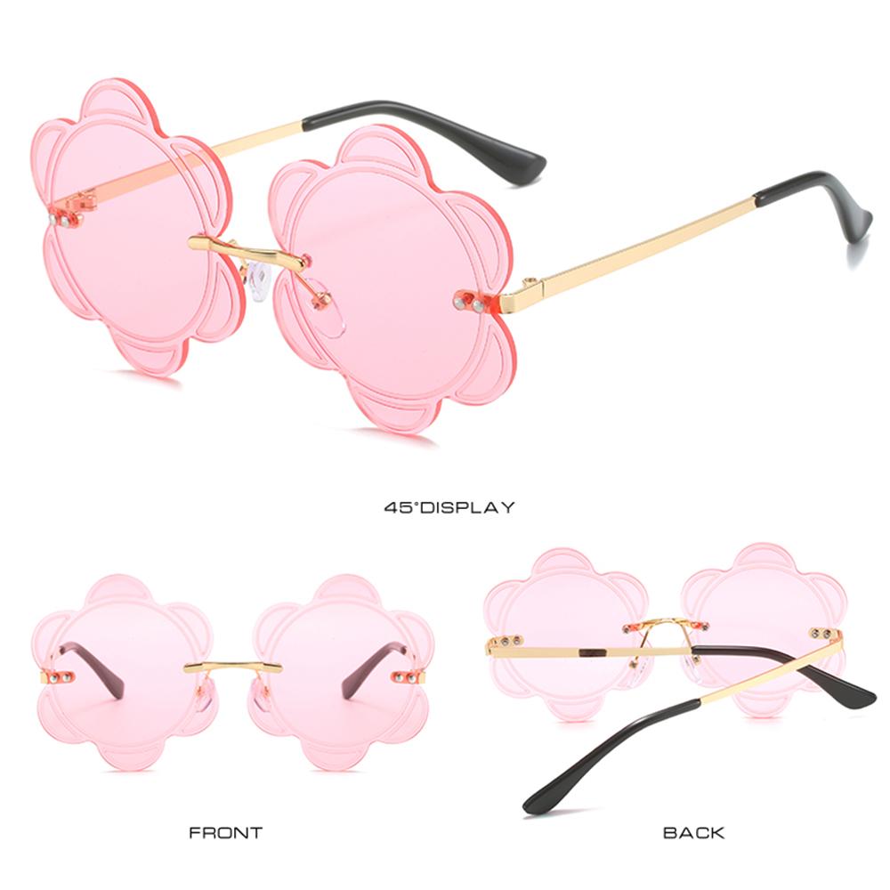 Rimless Flower Sunnies Fashion Sun Glasses Flower Lens Sunglasses Snowflakes Shades Photo Glasses