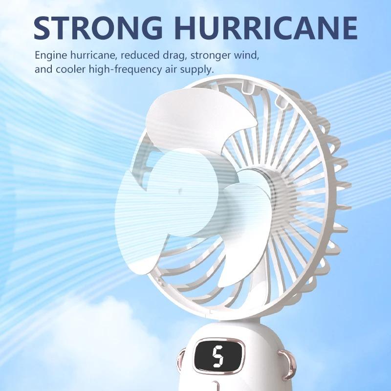 2000 мАч портативный мини-вентилятор складной портативный шейный вентилятор 5-скоростной USB-перезаряжаемый вентилятор с подставкой для телефона и экраном дисплея