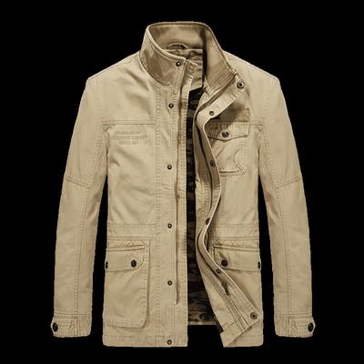 Мужская повседневная куртка из чистого хлопка с воротником-стойкой Мужская куртка