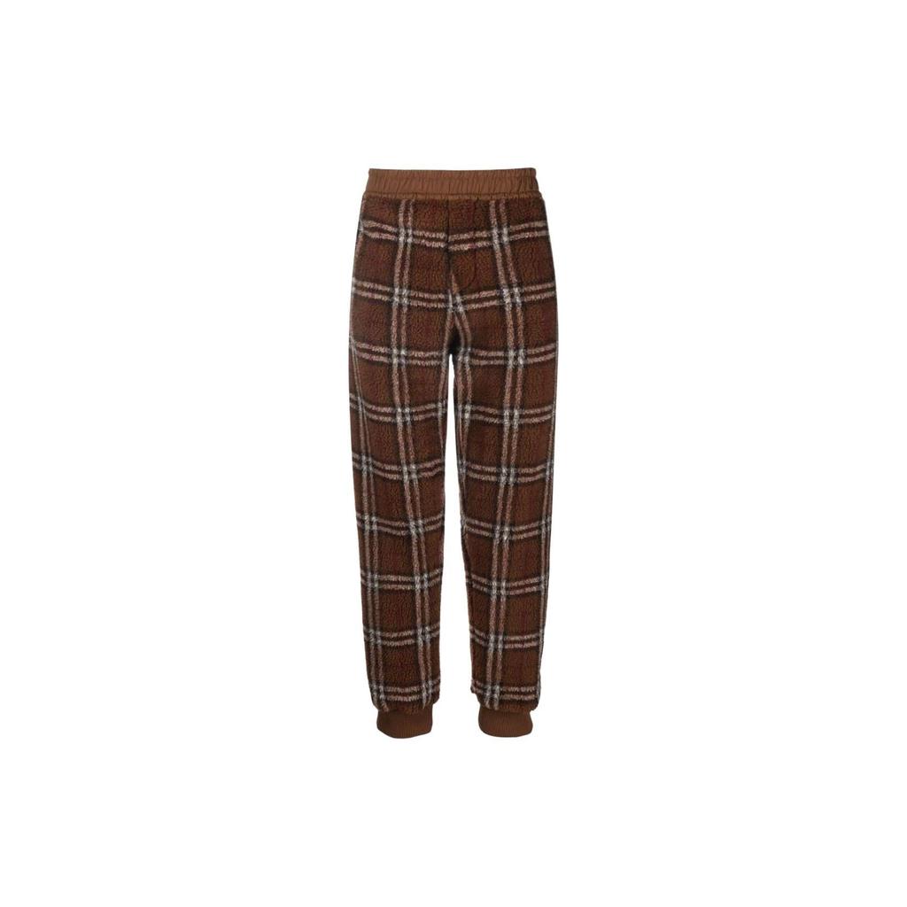 Burberry Мужские клетчатые флисовые брюки Темно-березово-коричневые 80478701