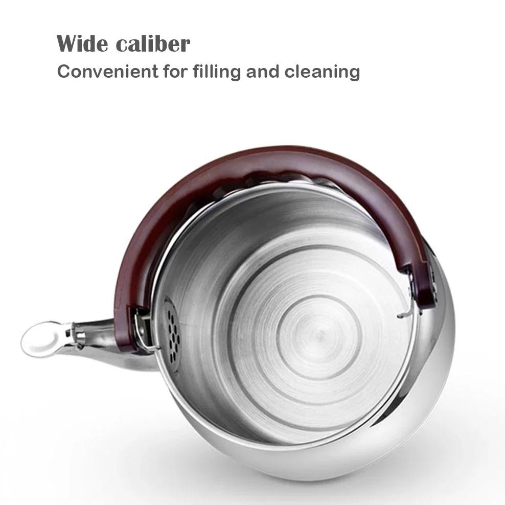 Чайник для кипячения воды из нержавеющей стали, большая емкость, свисток, звуковой сигнал, чайник, подходящий для индукционной плиты