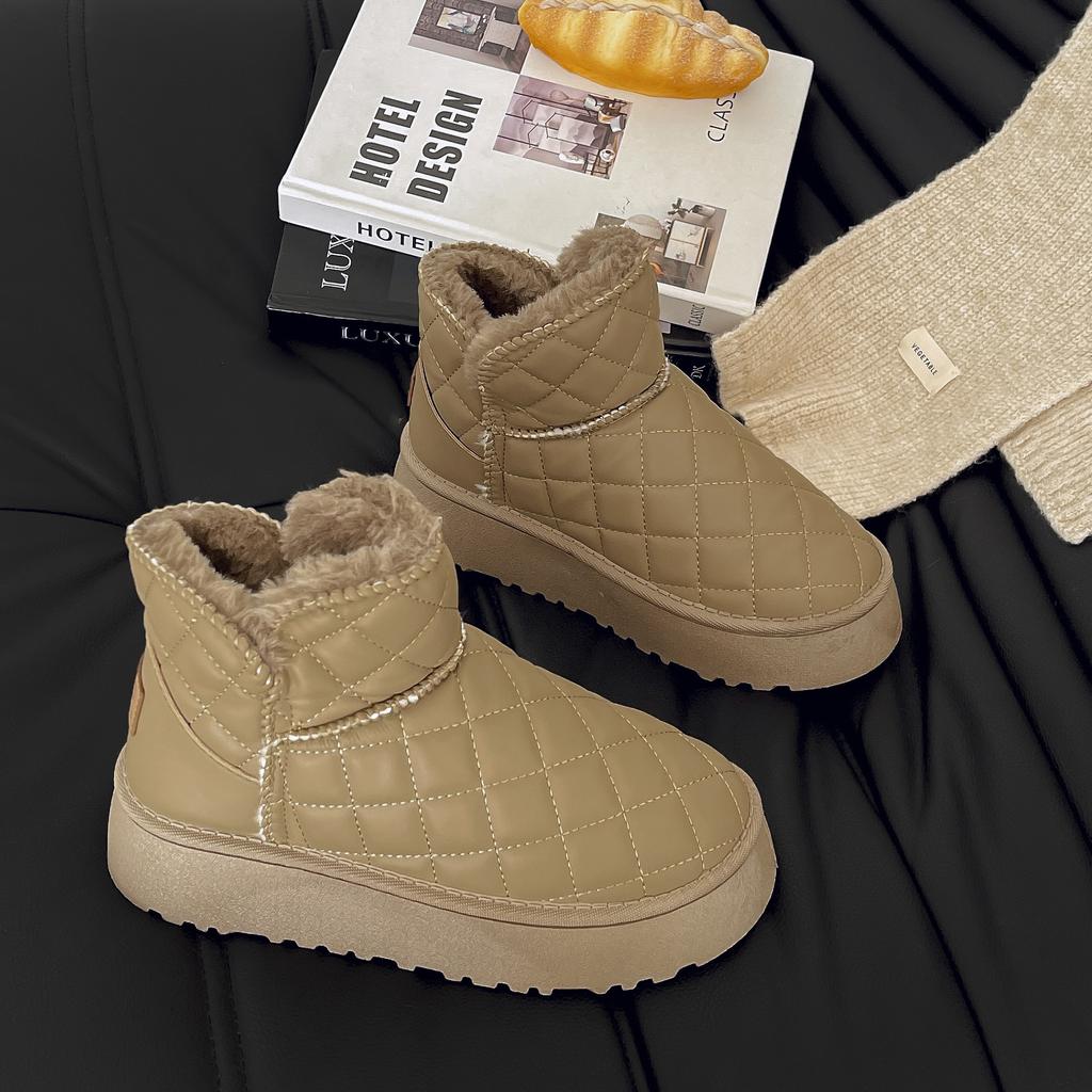 Мода 2024 года, новые женские зимние сапоги, зимние теплые плюшевые сапоги, женская повседневная обувь до щиколотки на толстой подошве, женская обувь