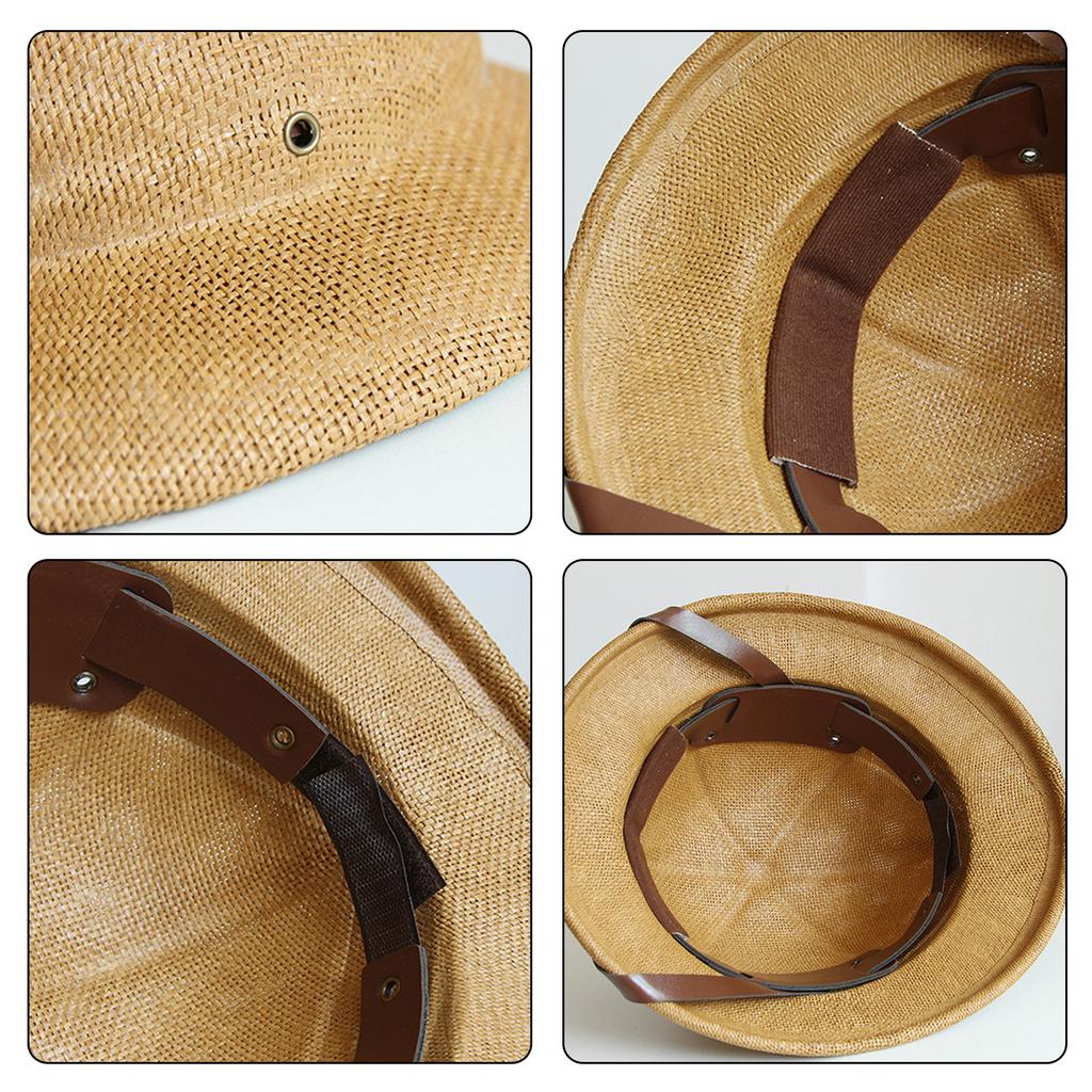 Vintage Handcrochet Straw Hat Vacation Bucket Hat for Adult Women Outdoor Activity Panama Hat for Travel and Casual Wear