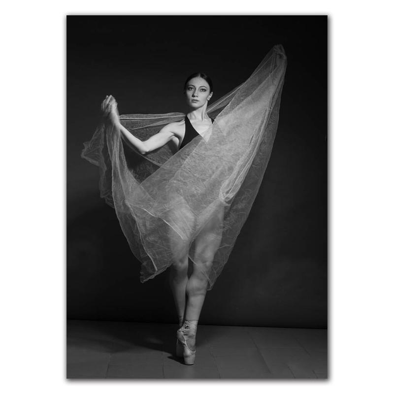 Элегантная балерина, черно-белый художественный постер, модная балетная девушка, винтажная картина, украшение для гостиной, спальни, дома, стены HD0073