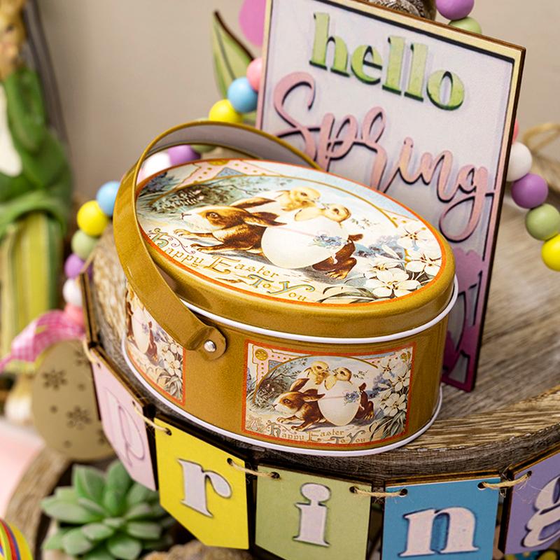 1 шт. Подарочная упаковка с ручкой на пасхальную тематику, модная жестяная коробка для хранения монет, коробка для конфет, коробки для печенья, праздничные принадлежности