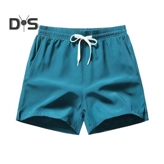 Men Shorts Elastic Waistband Adjustable Drawstring Casual Shorts with Pockets Solid Color Quick Drying Sport Shorts