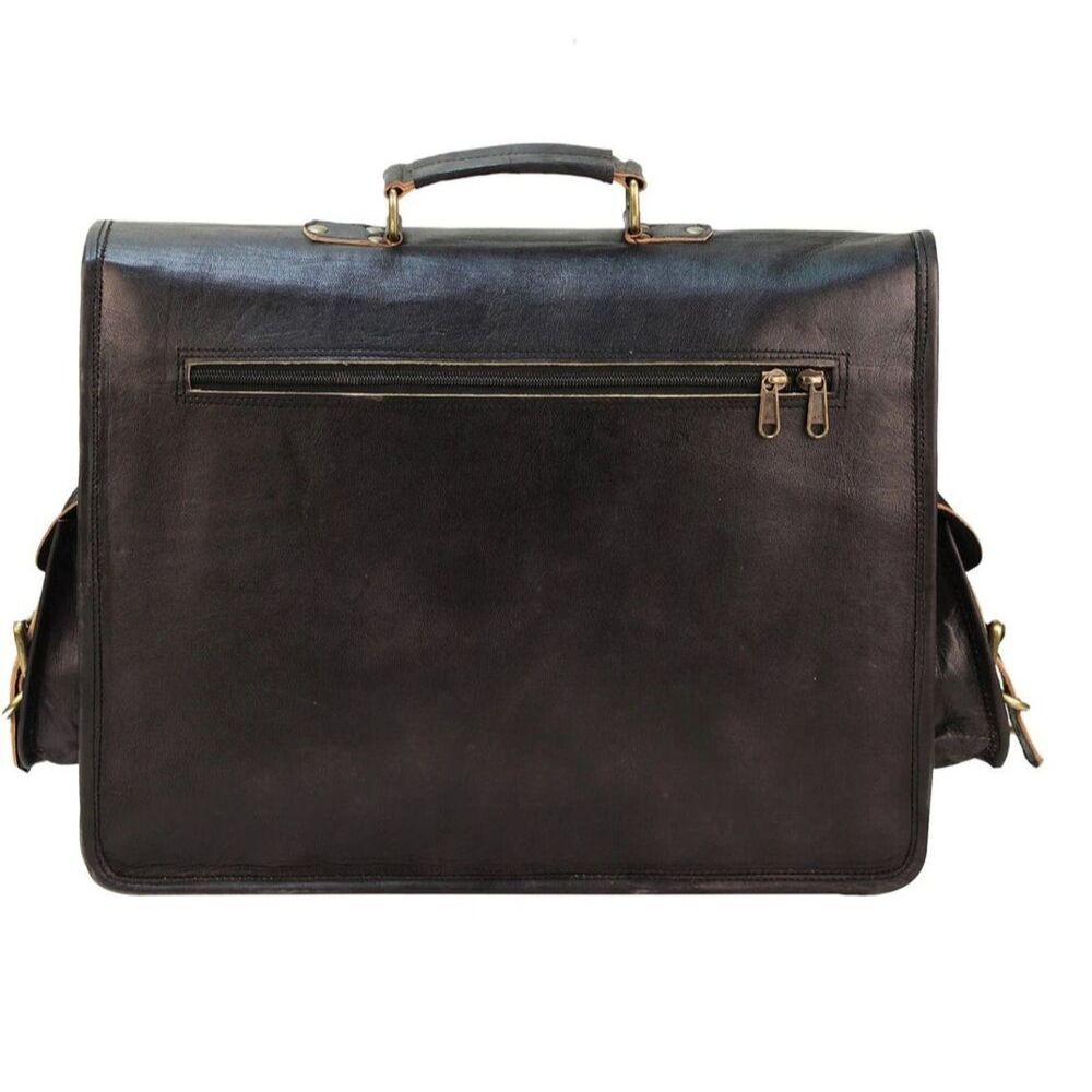 Новый мужской винтажный черный рюкзак из козьей кожи в стиле ретро, ​​портфель для ноутбука, сумка