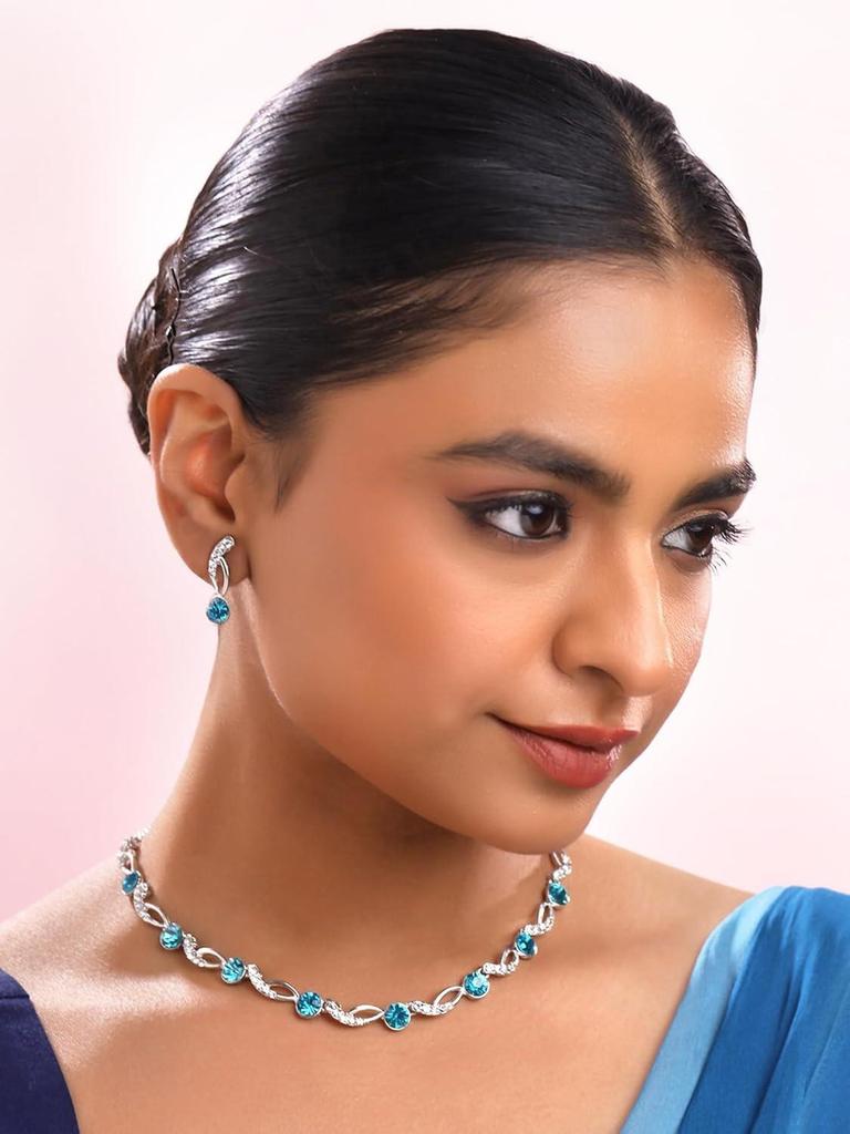 Women and Girls Crystal Bridal Jewellery Set for Wedding | Bridal Jewellery Set | Birthday Anniversary Gift