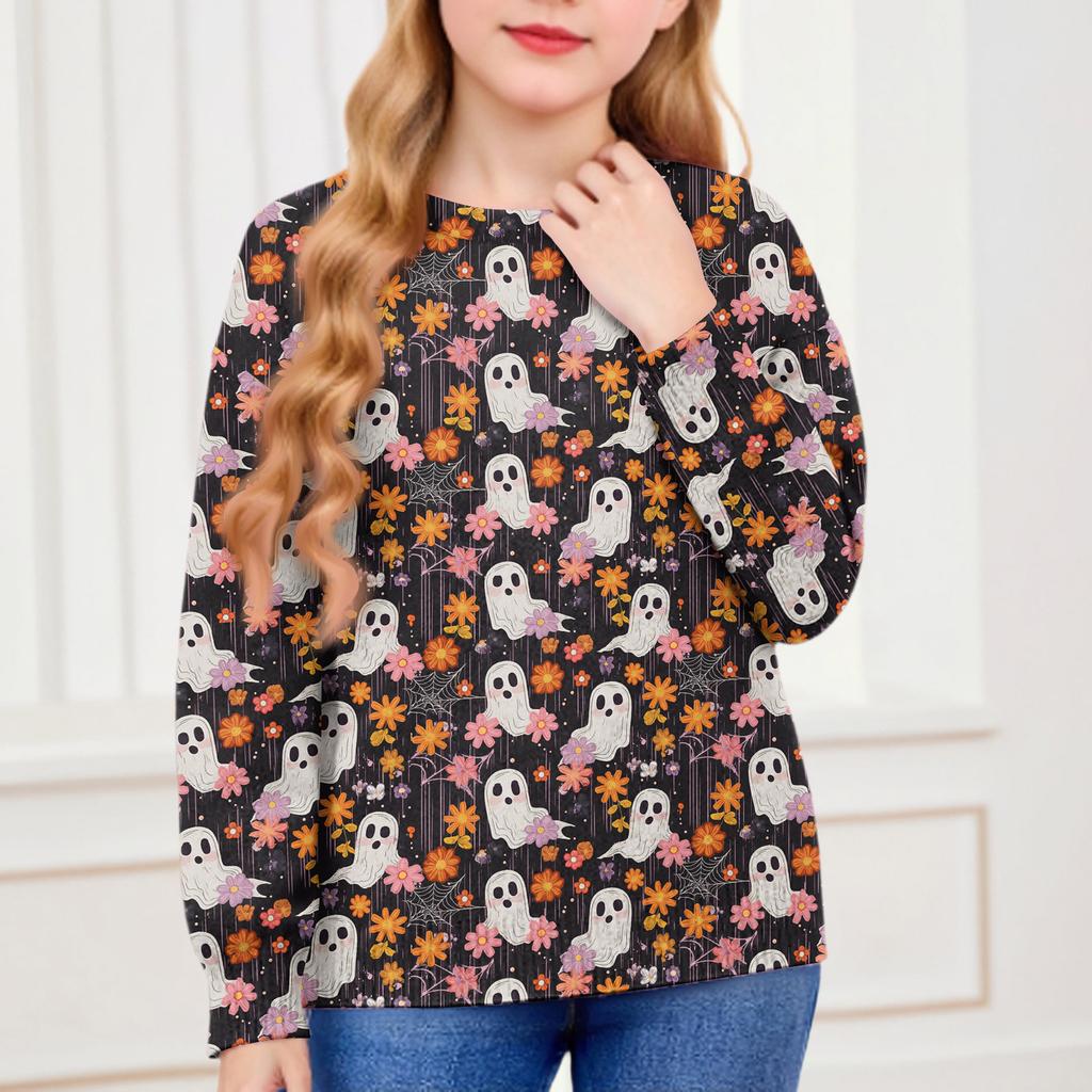 Толстовки на Хэллоуин для детей, мальчиков и девочек, вязаный свитер, милая рубашка, осенние пуловеры с круглым вырезом