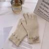 Студенческие теплые перчатки для езды осенью и зимой, милые вязаные перчатки с бантом, женские студенческие перчатки с пальцами