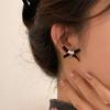 Metal Love Ribbon Bow Stud Earrings Female Niche Unique Personality Sweet Temperament Elegant Versatile Earrings