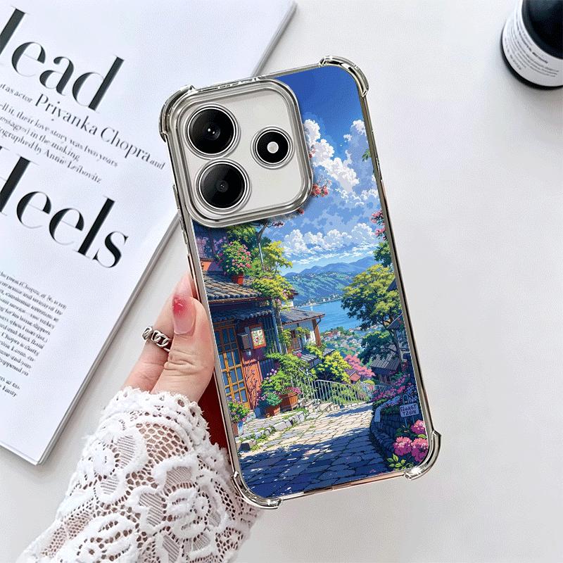 Эстетичный аниме-пейзаж Покрытие Чехол для телефона Для Xiaomi Redmi Note 14 15 Pro Plus 13 12 11 11S 11T 10 9S 9 5G Противоударный Подушка безопасности Co