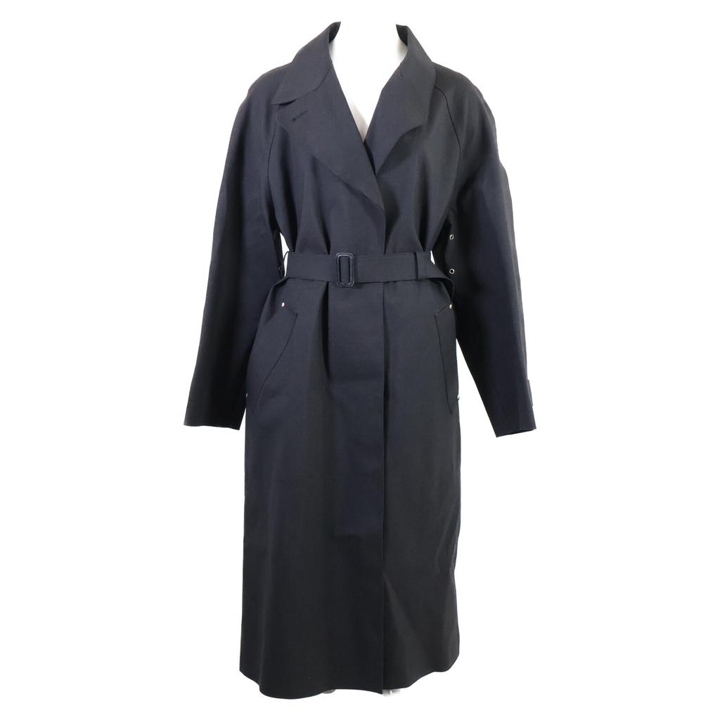 HERMES [Domestic regular] MACKINTOSH made Margiela period belted rubberized coat ME blackUsed