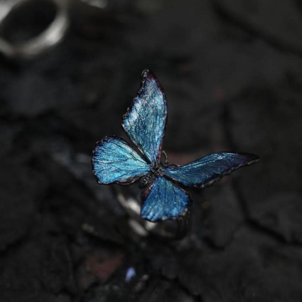 Vintage Realistic Butterfly Ring Shiny Opening Ring Stackable Dreamlike Butterfly Ring Decoration