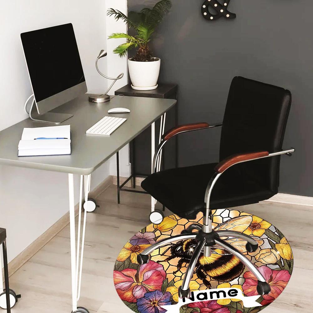 Stained Glass Bee And Flowers A Vibrant Artistic Design Office Carpet Nonslip Carpet Office Chair Mat Design For Home Bedroom Gift Living Roomt52