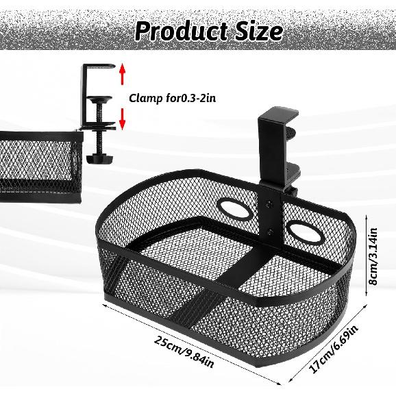 Under Desk Storage Drawer Organizer, Clamp on Under Table Shelf Hanging Desk Mount Tray Attachable Drawer Basket for Home Office Desktop Clutter