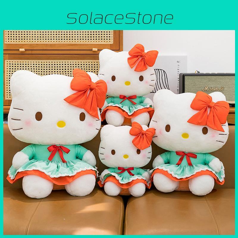 Кошка Зеленое Платье Плюшевая Игрушка Красный Бант Деревенский Стиль Подарок для Девочек День Рождения