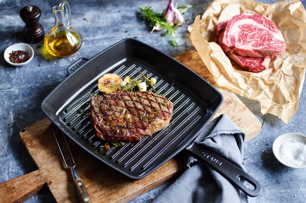 Сковорода Staub Grill 26 см, эмалированная, совместимая с квадратным японским американским грилем IH "American Black" [Авторизованный продукт] 40501-106