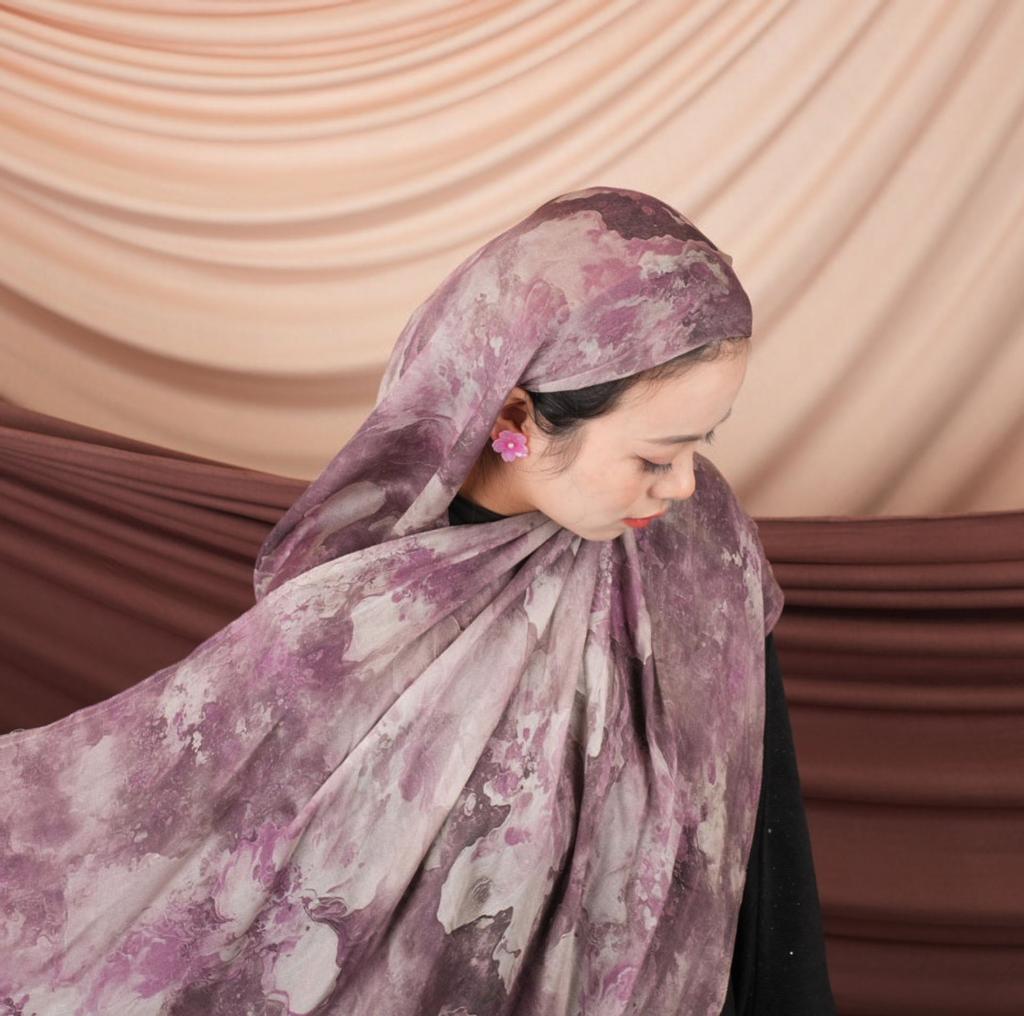 Fashion Watercolour Floral Printed Hijab Modal Breathable Soft Cotton Rayon Viscose Woven Modal Muslim Women Shawl Hijab Scarf