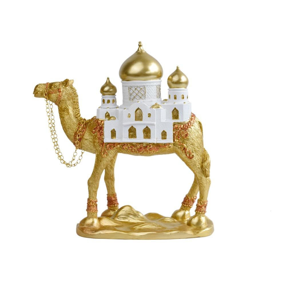 Gold Eid Mubarak Camel Statue Resin Camel Sculpture Light Luxury Ramadan Camel Figurine Party