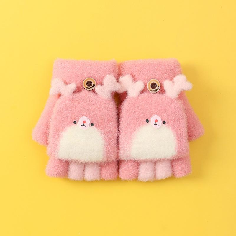 Новые детские перчатки Xuehuaxiu для тепла, милые мультяшные откидные вязаные перчатки для детского сада, оптом