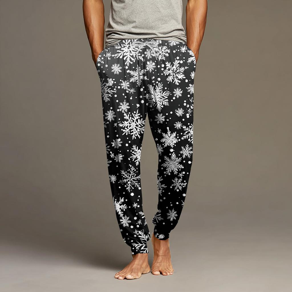 Мужские повседневные брюки с карманами на кулиске и манжетами, домашние брюки для сна