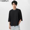 Men Oversized Casual Tops 3/4 Sleeve Loose T-shirts