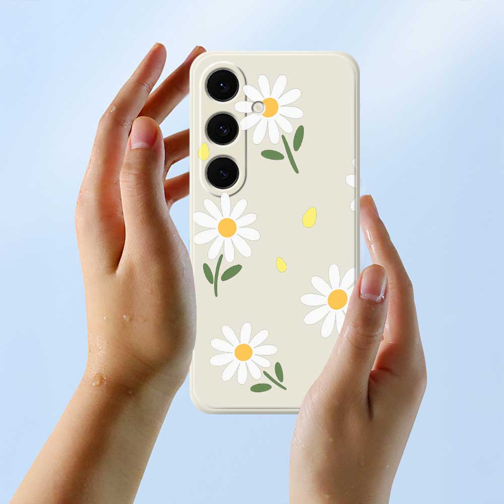 For Samsung Galaxy S25 FE Case Daisy Pattern Printing Straight Edge TPU Phone Back Cover