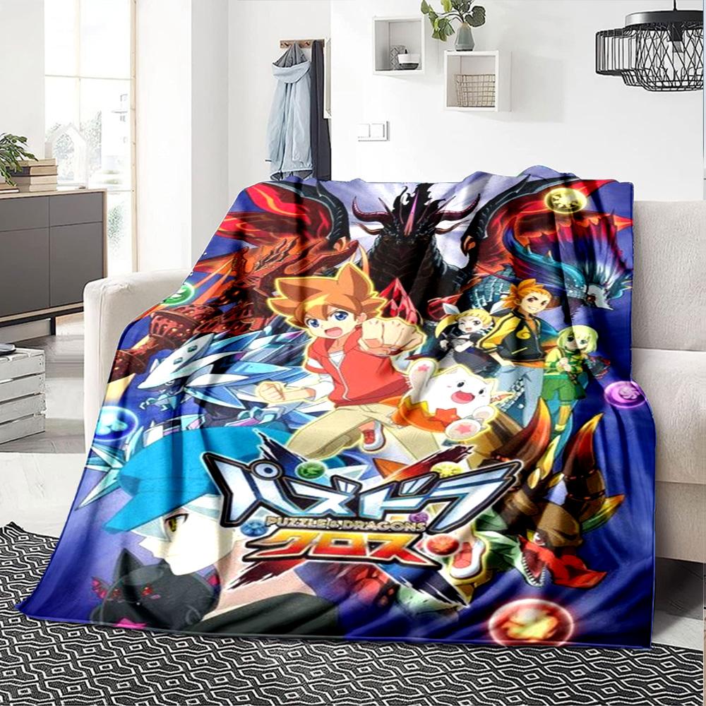 Puzzle & Dragons Print Flannel Blanket High Quality Warm Comfortable Cover for All Seasons Perfect for Gifts Home Decor
