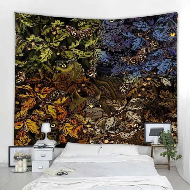 Psychedelic Animal Tapestry Wall Hanging Retro Tropical Plant Background Bukawaii Home Decor Yoga Mat Bed Sheet Customizable