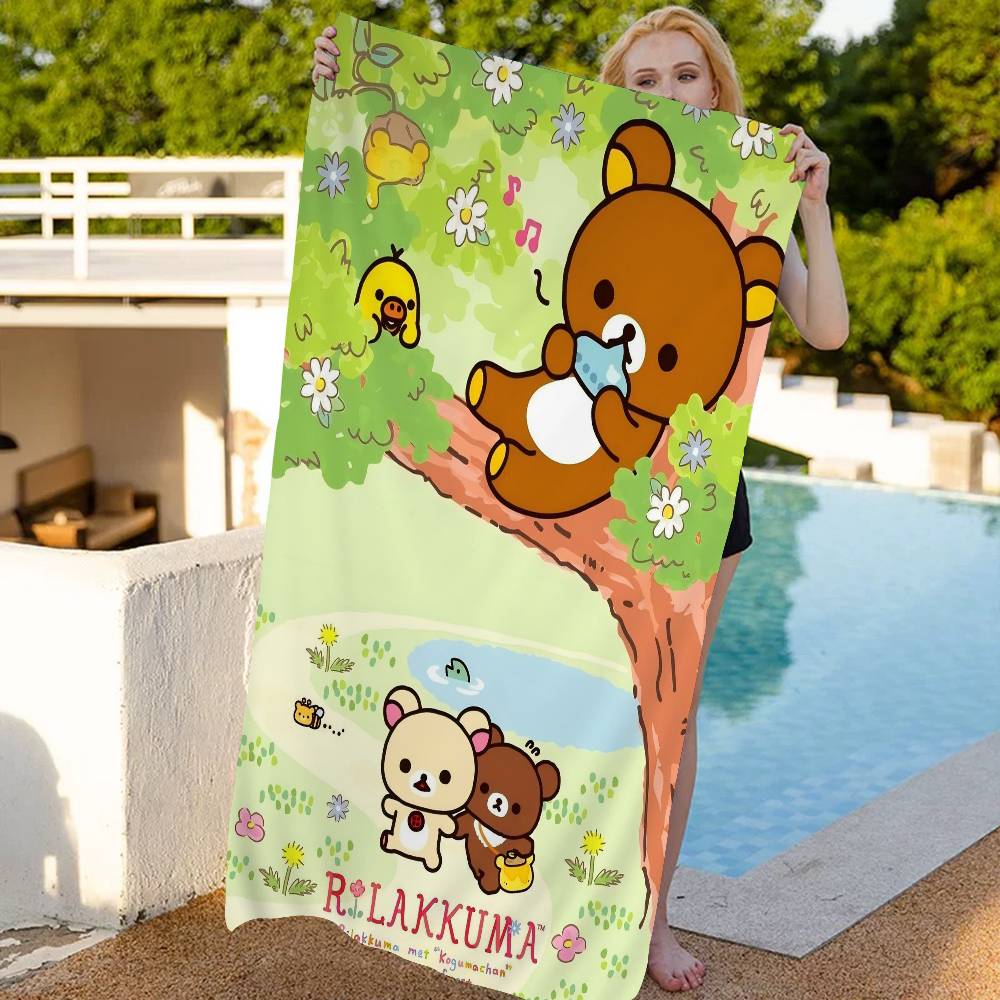 Япония Милый Мультяшный R-ilakkuma Пляжное Полотенце Цветные Банные Полотенца Для Девочки Микрофибра Быстросохнущие Индивидуальные Без Песка Пляж Йога Спортзал