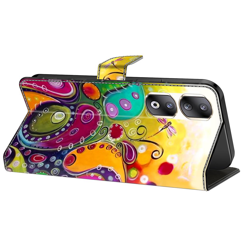 For Honor 90 Pro Case PU Leather Card Slots Phone Back Cover Pattern Printing Design