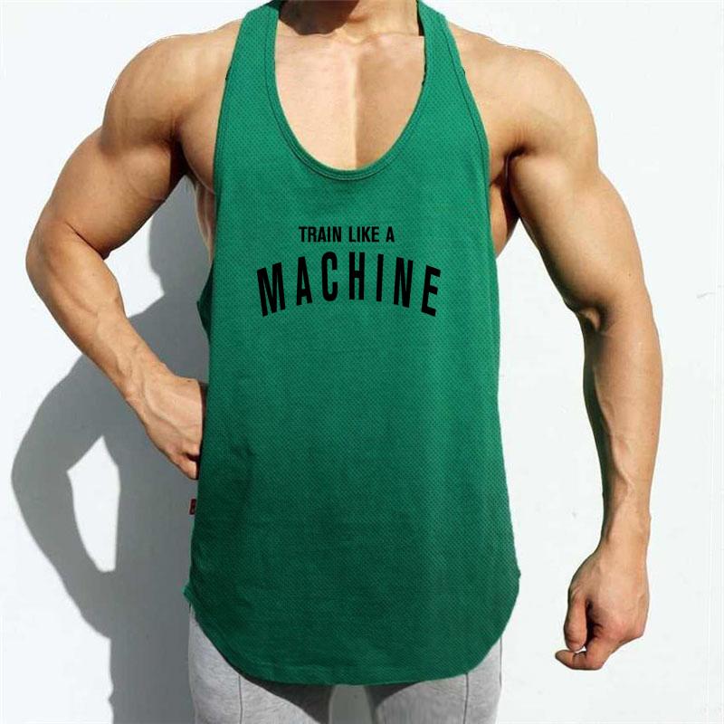 Muscleguys ТРЕНИРУЙСЯ КАК МАШИНА Мужские майки для спортзала Майки для бега Фитнес-одежда Мужская майка-стрингер для бодибилдинга Летняя спортивная одежда