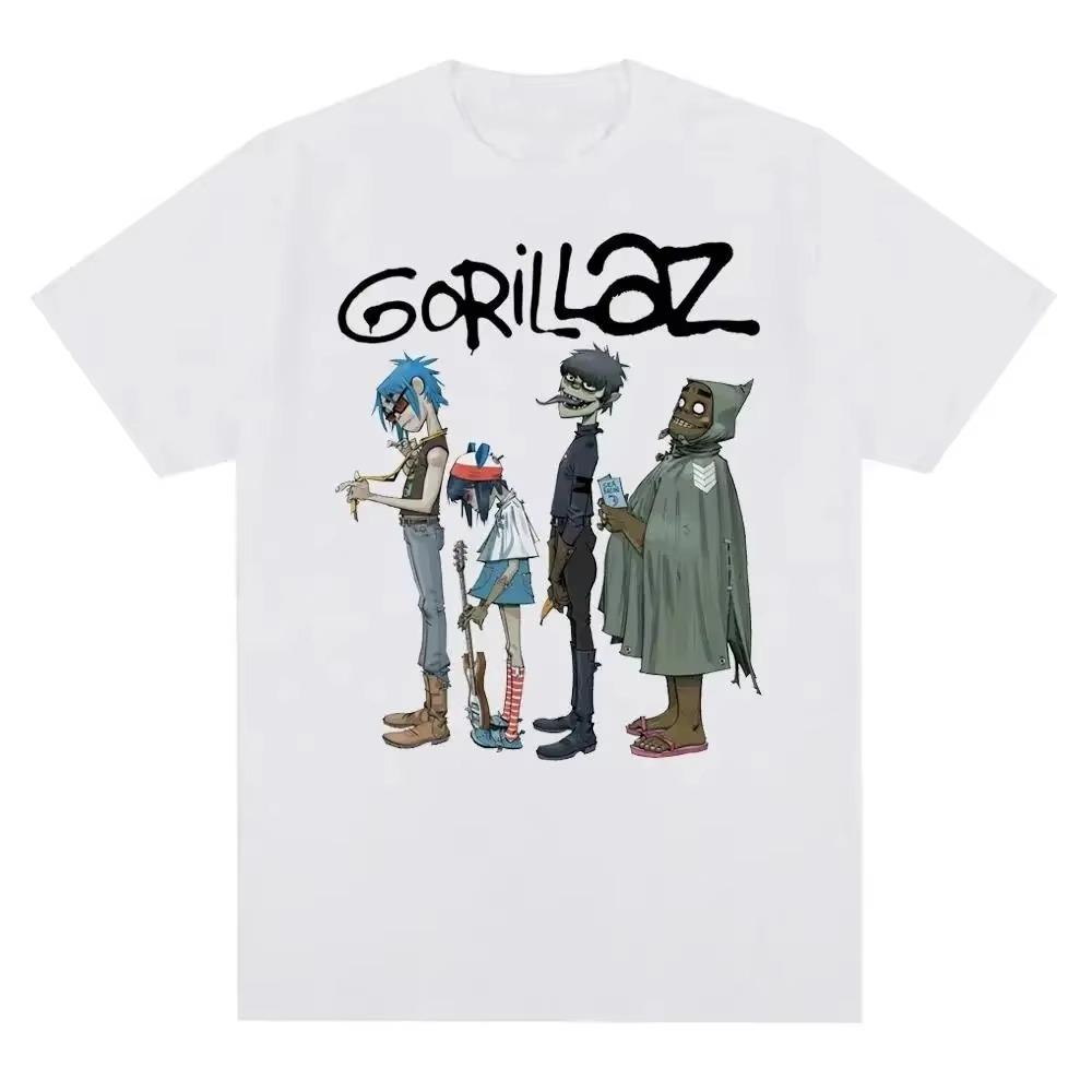 Music Band Gorillazs Punk Rock Print T Shirt 90s Casual Fashion Short Sleeve Plus Size T Shirt Unisex Harajuku Summer Tees