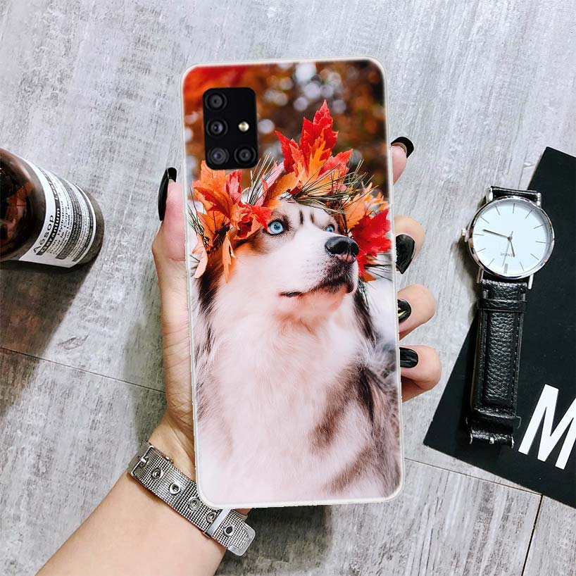 Чехол для телефона с собакой сибирского хаски для Samsung Galaxy A12 A22 A32 A42 A52 A72 A51 A71 5G A41 A31 A21 A02S M12 M21 M31 M30S Fundas