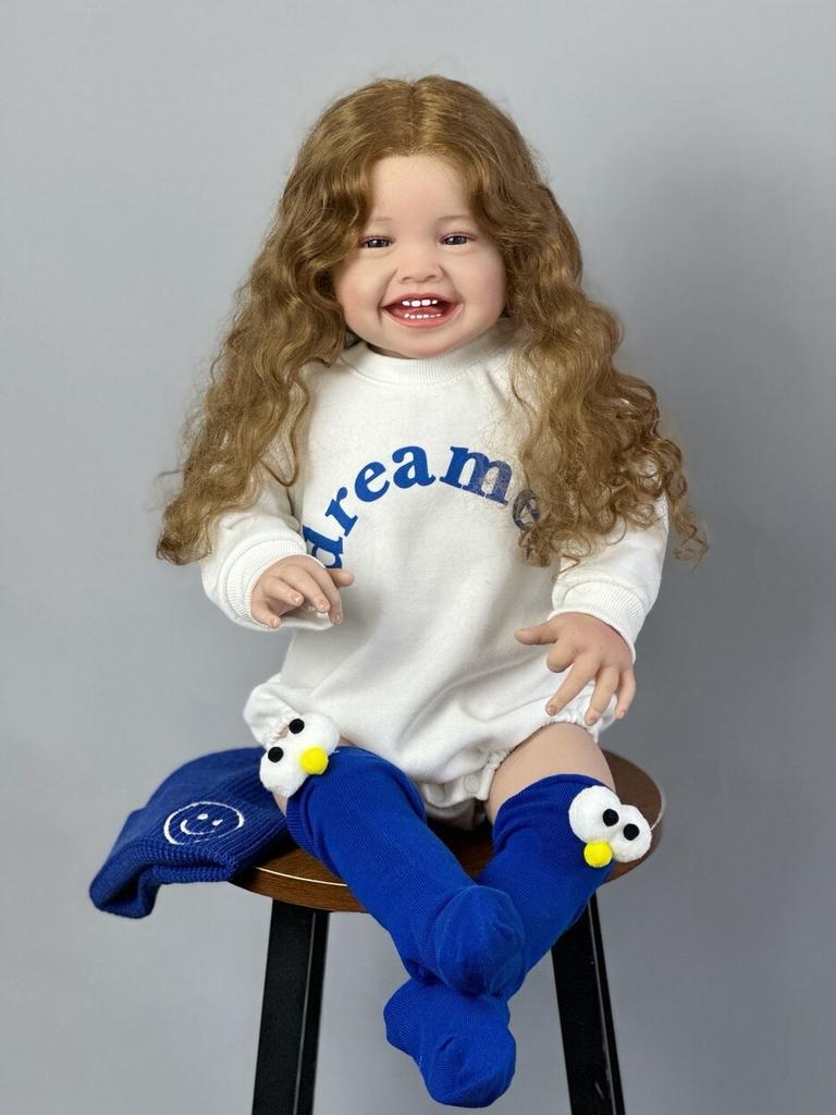 BZDOLL Реалистичная 60 см 24 дюйма, улыбающаяся кукла реборн, живой мягкий силикон, новорожденная принцесса, Bebe Artist, коллекция для девочек, подарок на день рождения