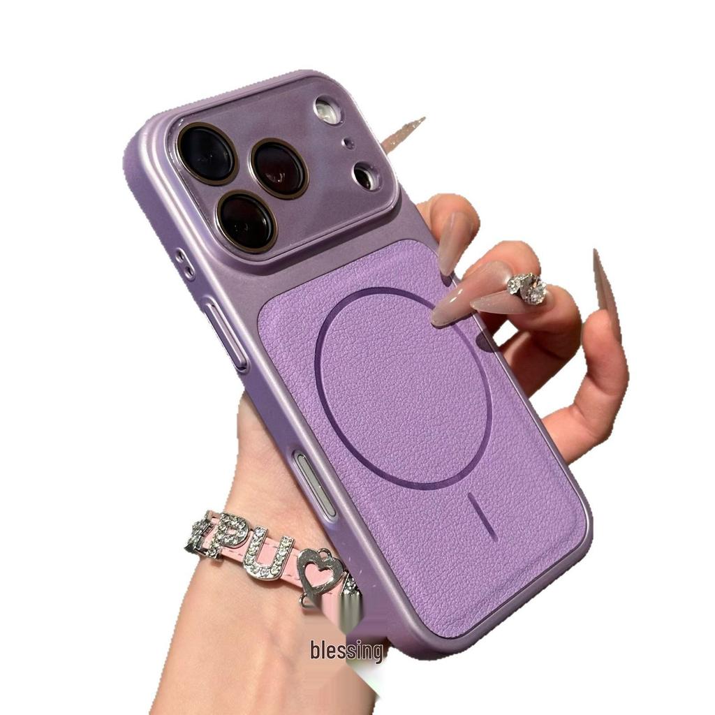 Большой магнитный чехол для телефона с текстурой личи для iPhone 17, Совместим с 13, 14, 15, 16 Pro Max - Полное покрытие.