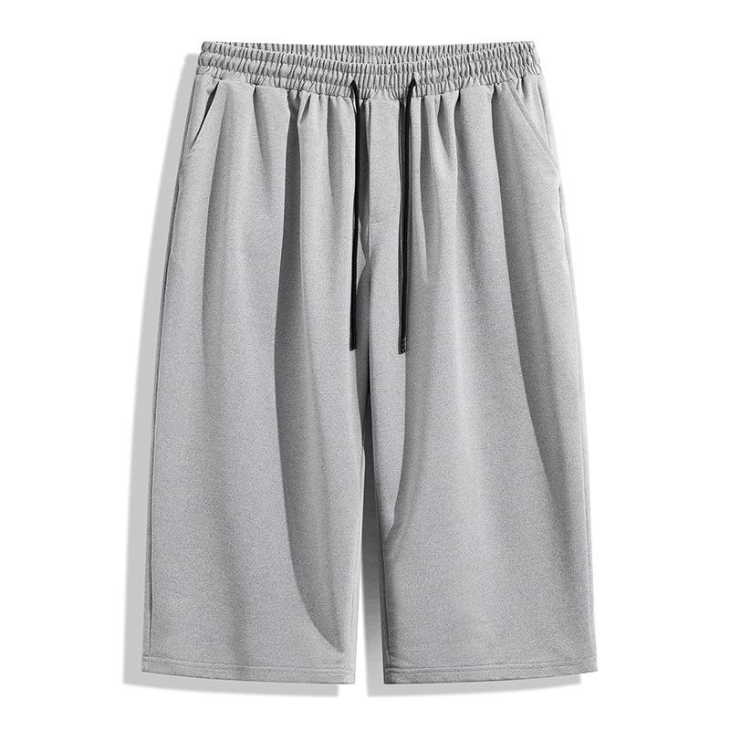 Летние укороченные брюки для мужчин с эластичной талией, повседневные брюки больших размеров