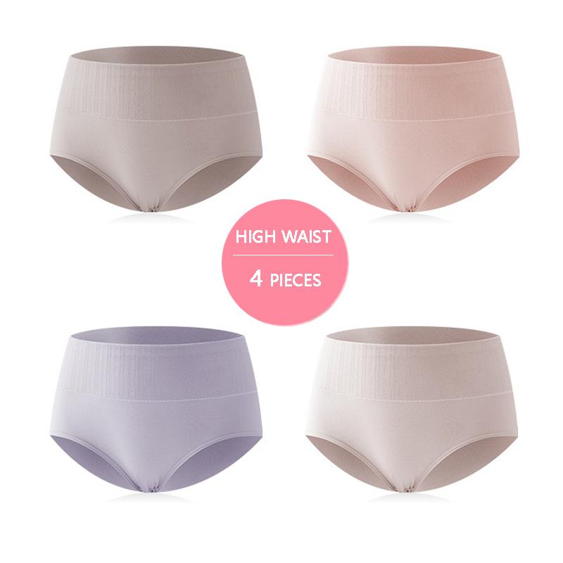 LANGSHA 4 шт., большие размеры M-5XL, трусики с высокой талией, женское мягкое хлопковое нижнее белье, трусы с принтом, женское нижнее белье