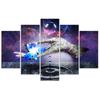 Five Piece Picture Canvas Print Abstract Flower Water Purple