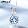 Umcho Created Sky Blue Topaz Gemstone  For Women Pendant Brand Fine Jewelry Gift for Wedding