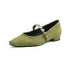 Suede Spring Summer Size 41 Low Heels Office Lady Metal Decorations Women Square Toe Shallow Pumps