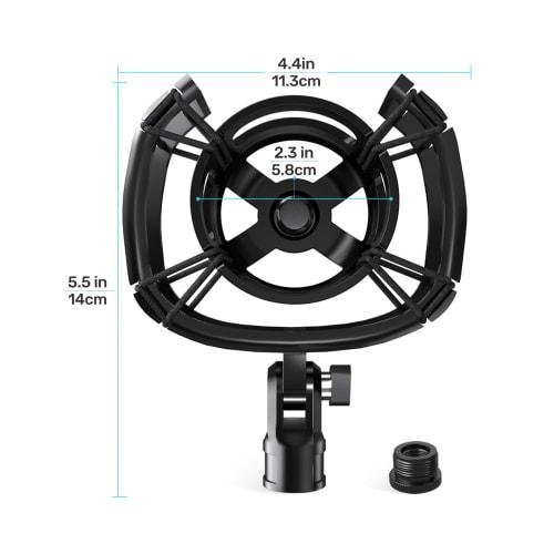 Etour Hyperx SoloCast Compatible Microphone Shock Mount with Pop Filter, Noise Reduction, 1/4" & 3/8" Screw Adapters, 2-Year Manufacturer's Warranty,