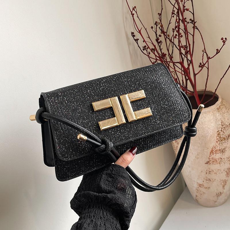 Black Sophisticated Crossbody Purse With Unique Design Perfect For Fashionforward Women