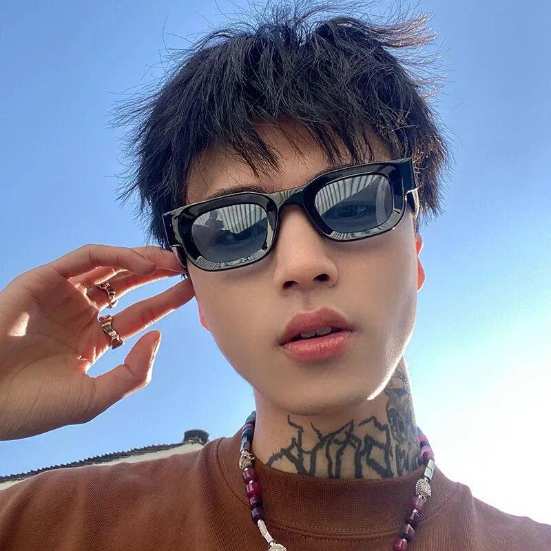 Small Rectangle Sunglasses Women Men Vintage Designer Square Luxury Sun Glasses Shades Female Camber Concave Sunglasses