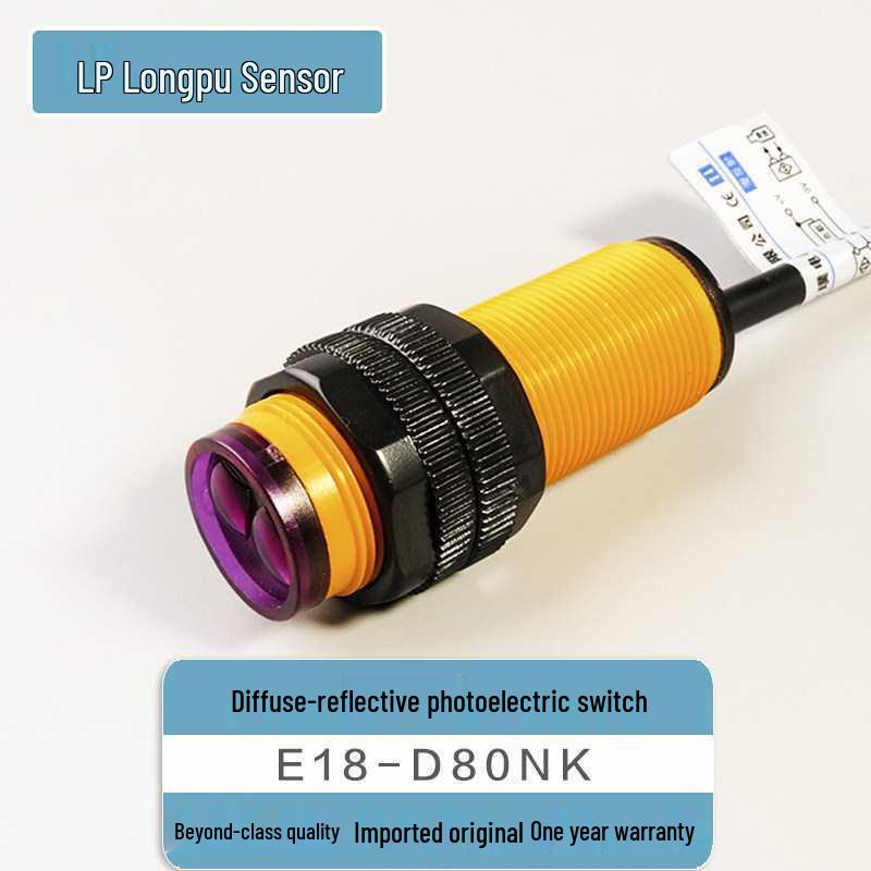Инфракрасный датчик приближения E18-D80NK: Фотоэлектрический выключатель NPN, нормально открытый, с диффузным отражением, для обнаружения препятствий