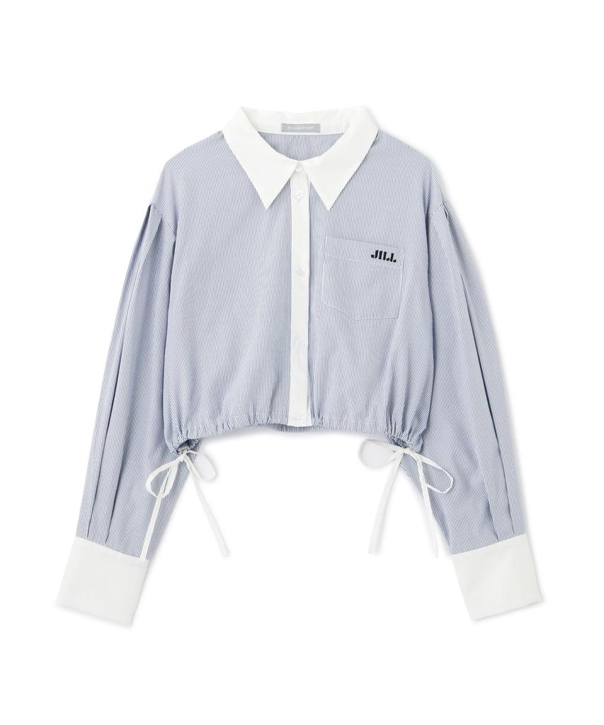 Jill by Jill Stuart Women's Navy Striped Waist Tie Shirt [Parallel Import]