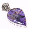 Natural Charoite Gemstone Handmade 925 Solid Sterling Silver Pendant 1.65" O5l62
