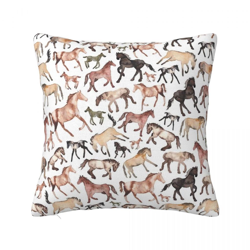 Horses Square Pillowcase Pillow Cover Polyester Cushion Decor Comfort Throw Pillow for Home Car