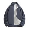 Men's Casual Solid-color Loose Zipper Sweatshirt, Men's And Women's Long-sleeved Thickened Fleece Warm Sweatshirt Jacket